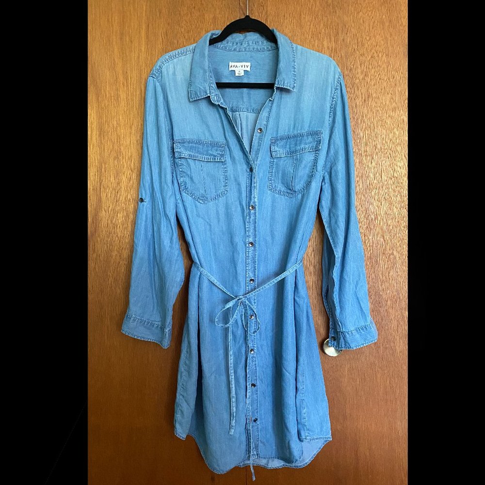 EUC Ava & Viv Chambray Shirt Dress